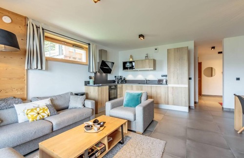 Arc-1800 Apartamento | 3.o piso, vista valle, fitness, sauna, hammam, terraza, parking, local para esquís, 80m², Les Arcs
