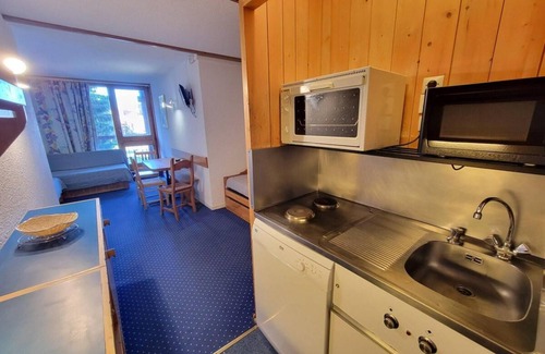 Arc-1800 Apartamento | 10m from ski slopes, 4th floor, balcony, tv, 24m², Les Arcs