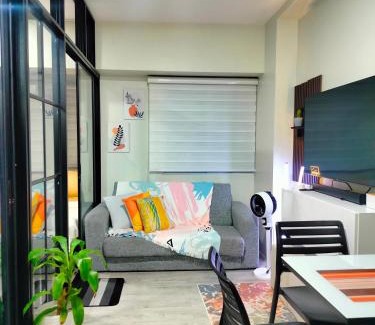 CSJDM Apartamento | 2 BEDROOM CONDO close to SM Tungko BULACAN ideal for Family Queen bed on Bedroom 1 accessible to Bedroom 2 with sliding doors Free Wifi & Netflix to watch in a comfy sofa & twin bed Access to SWIMMING POOL entry is very affordable and kids get for free