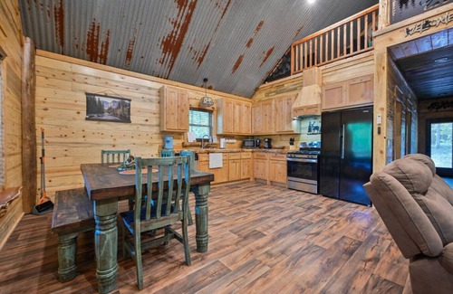 Board Camp Cabina | Luxury 2-bedroom plus loft cabin with WiFi and AC three miles to Wolf Pen Gap