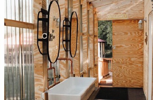 Canoncito Alquiler De RV | 2 Person Glamping tent with one King Bed @ Field Trip NM .