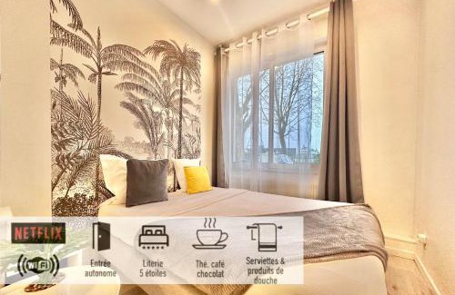 Mons-en-Baroeul Apartamento | 30 - Appartement avec TV XL, 2 chambres, jardin, parking, prox Gare et CentreLille