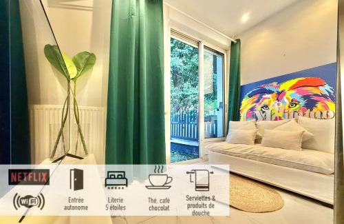 Mons-en-Baroeul Apartamento | 30 - Appartement avec TV XL, 2 chambres, jardin, parking, prox Gare et CentreLille