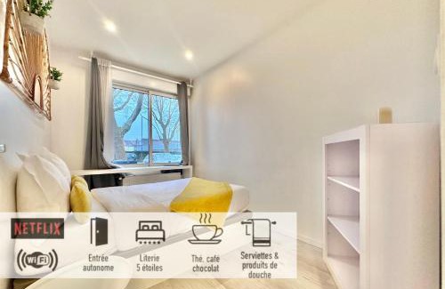 Mons-en-Baroeul Apartamento | 30 - Appartement avec TV XL, 2 chambres, jardin, parking, prox Gare et CentreLille