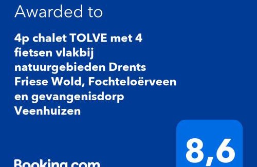 Oosterwolde Chalet De Esquí | 4p chalet TOLVE met 4 fietsen vlakbij natuurgebieden Drents Friese Wold, Fochteloërveen en gevangenisdorp Veenhuizen