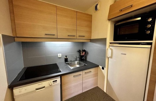 Plagne 1800 Apartamento | 50m de los comercios, 4.o piso, vista montaña, piscina, balcón, tv, local para esquís, 54m²