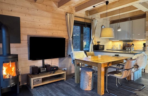 Hahnenklee Casa | Casas de troncos de 5 estrellas con sauna + chimenea en los Alpes - estilo chalet, relajarse "cabaña"
