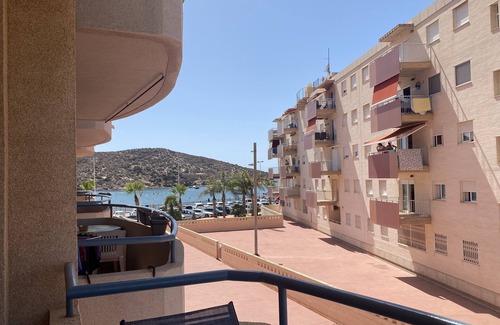 Puerto de Mazarrón Apartamento | Accessible apartment 50 metres to beach ,large communal pool, sea view balcony