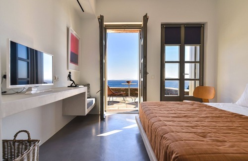 Agios Romanos Casa | Alluring Tinos See Front Suite | Myrrini Suite | Breathtaking Sea Views | Private Furnished Terrace | Pet Friendly | Shared Outdoor Pool | Prime Location | Agios Romanos