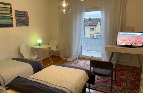 Ochsenfurt Casa | Altstadt Nähe 7 Min Fußweg über Alte Maibrücke zu Pension mit Balkon & Garten, ideal for long stay, relocation