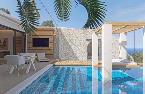 Varvara Villa | Amazing Zakynthos Villa | Villa Newt | 1 Bedroom | Breathtaking Sea Views | Spacious Furnished Sun Terrace | Private Outdoor Pool | Shaded Outdoor Dining Area | Agios Nikolaos Aside