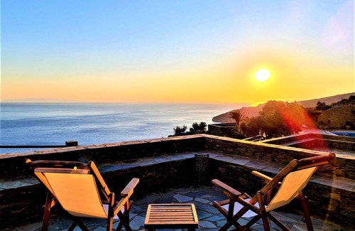 Megas Yialos-Nites Casa | Andros Serenity-Adults Only-Sea view-pool/jacuzzi stone residence