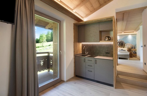 Livigno Apartamento | Apartamento 'Agriturismo Bosco D'oro 3' con vistas a la montaña, jardín compartido y Wi-Fi