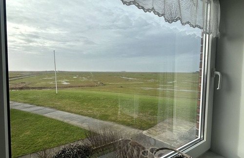 Hallig Langeneß Apartamento | Apartamento 'Ferienwohnung Klar Kimming' con terraza compartida, jardín compartido y Wi-Fi
