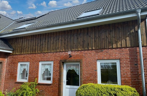 Hallig Langeneß Apartamento | Apartamento 'Ferienwohnung Uthlande' con terraza compartida, jardín compartido y Wi-Fi