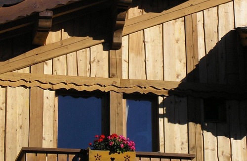 Montchavin Apartamento | Apartamento 'Le Tyrol' con vistas a la montaña, jardín compartido y balcón