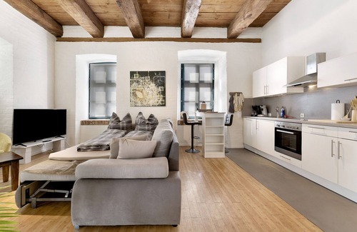 Holtenau Apartamento | Apartamento 'Haus Förde Kanalpackhaus' con vistas al mar, terraza compartida y Wi-Fi