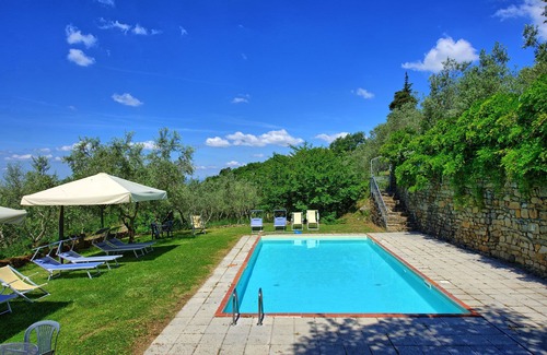 Greve in Chianti Apartamento | Apartamento con WIFI, piscina, TV, patio, vista panorámica, aparcamiento, cerca de Greve In Chianti