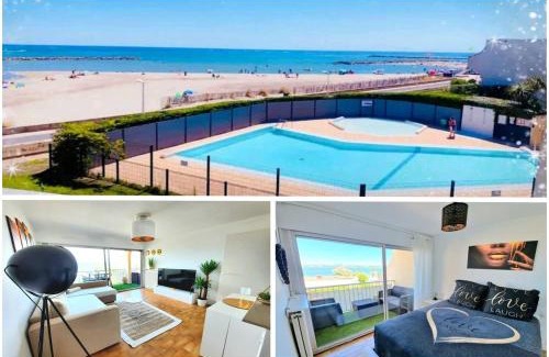 Palavas-les-Flots Apartamento | Appartement 1ere ligne piscine terrasse au bord de la plage front de mer avec 6 vélos