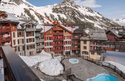 Arc-1950 Apartamento | Arc 1950, Hameau du Glacier, Top floor, 65m2, Fireplace, South-facing balcony, Swimming pool