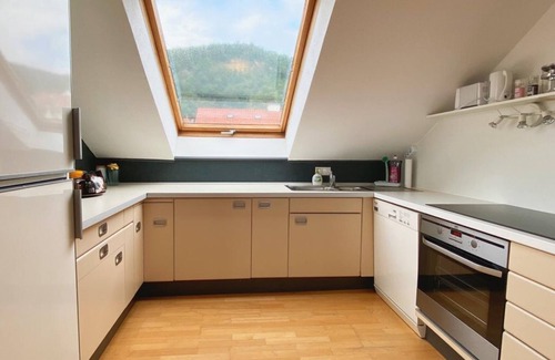 Neustadt-Haardt Apartamento | Balcón del Palatinado - apartamento, ducha y baño, aseo, 1 dormitorio