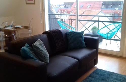 Wimereux Apartamento | Balcon avec vue panoramique de la mer, le village et la campagne - parking privé