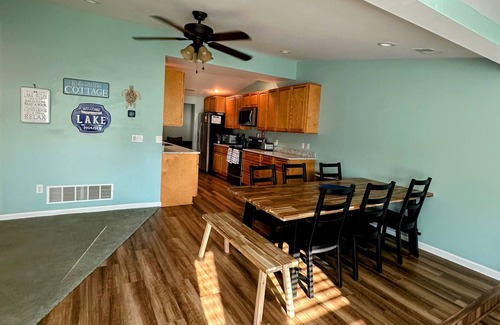 Sand Creek Casa | Beautiful Evans Lakefront Getaway: Private Beach, Sleeps 10!