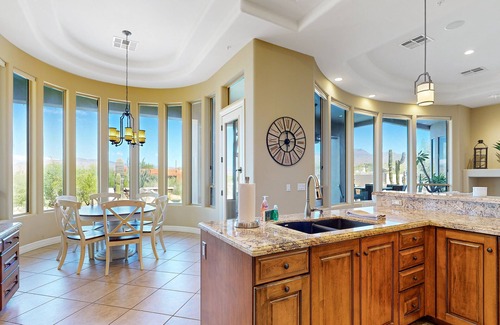 Black Mountain Shadows Casa | Beautiful mountain-view home with fireplace, private pool, grill, patio & W/D