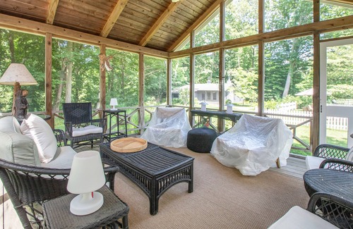 Three Oaks Casa | Beautiful Three Oaks Home with WiFi, Yard, Patio, Firepit, & Private Pool