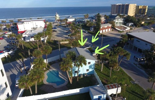 New Smyrna Beach Casa | Bikini Bottom Duplex with Pool ~ 2 Minutes from Beach Flagler Avenue