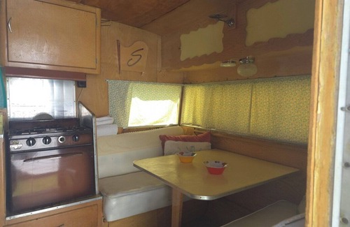 Saddlestring Casa | Blue Shasta, Rustic Blue Shasta RV