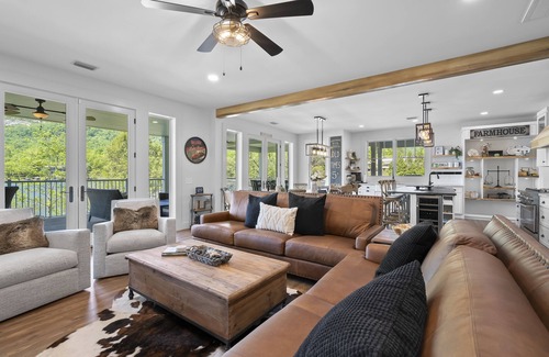 Lake Lure Casa | Brand New LAKE FRONT-6 BR 7 BA home with direct views of Rumbling Bald