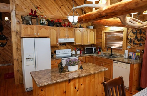 Blue Eye Cabina | Branson MO Log Cabin Porche privado Tranquilo Mtn. Vista del bosque sobre el lago, discapacidad