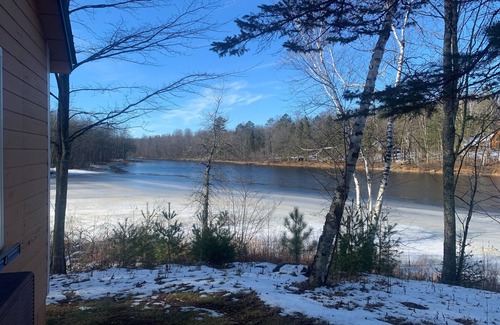 Winter Cabaña | Bucktail Lodge Bayview Cabin, view of the East Fork of the Chippewa flowage