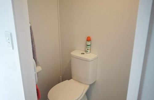 Waihi Beach Apartamento | BUDGET CABIN ACCOMMODATION - bed shower toilet