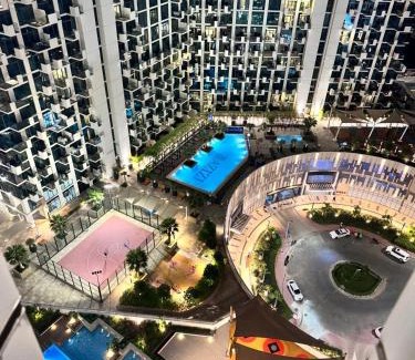 Jadaf Apartamento | Burj Khalifa view modern 1BHK with balcony