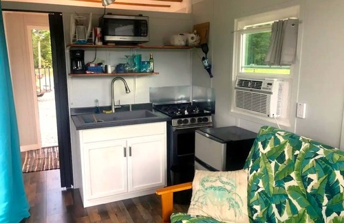 Colonial Beach Cabaña | Cabernet Cottage on Water at Monroe Bay Winery, tiny container cottage