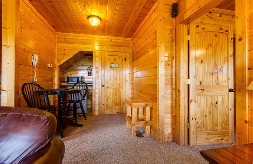 Sevierville Cabina | ¡Vive como la realeza en Cub Castle con bañera de hidromasaje privada y acceso a una piscina compartida!