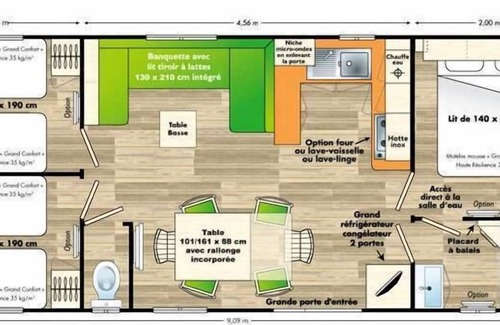 Varaville Casa | Los álamos de camping **** - Chalet 4 habitaciones 6 Personas