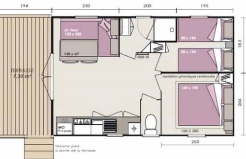 Vauvert Casa | Camping Mas de Mourgues *** - Casa móvil Hibiscus 3 habitaciones 4 personas