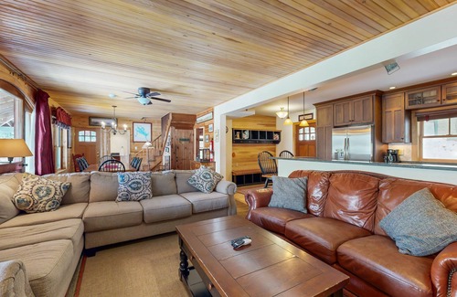 Meredith Casa | Captivating lakefront home with private dock, row boat, firepit, and lake views