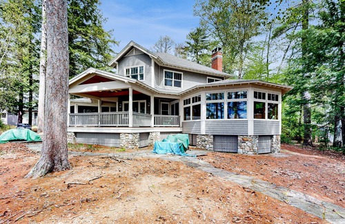 Meredith Casa | Captivating waterfront home with private dock & beach, lake views