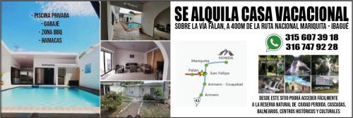 San Sebastian de Mariquita Casa | Casa piscina