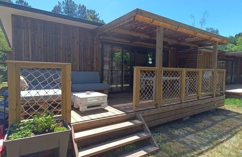 Onesse-et-Laharie Chalet De Esquí | Chalet 20min de Contis et Mimizan Camping L'orée des Landes Au Coeur de la Forêt