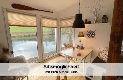 Guxhagen Casa | Chalet am Flussufer in der Natur mit Kaminofen