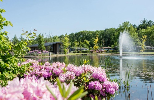Municipality of Veldhoven Chalet De Esquí | Chalet by Pond in Holiday Park