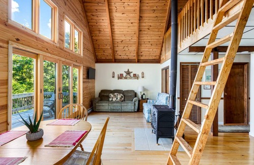 Great Cacapon Casa | Chalet Cabin w Amazing Views, Huge Deck, Fire Pit!