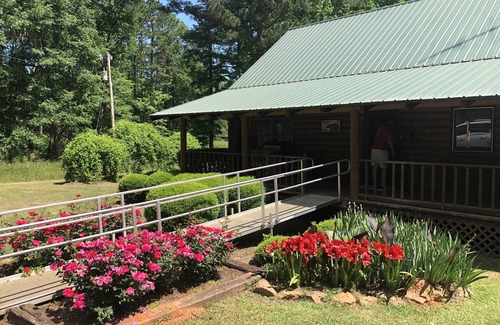 Crawfordville Cabina | Charming Cabin on 50 Wooded Acres with Pond & Pool. Great for families & friends