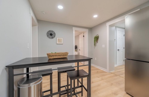 Blacksburg Casa | Charming entry and spacious back deck surrounded by nature, perfect for a peaceful getaway.