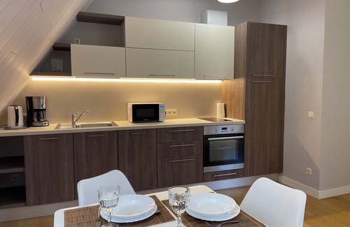Pohja-Tallinn Apartamento | Chic Old Town Apartment with Soaring Ceilings and Modern Comforts